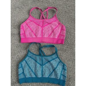 Lot 2 Champion Sport Bras ~  Women XXL ~ Strappy X-Back Pink/Aqua
